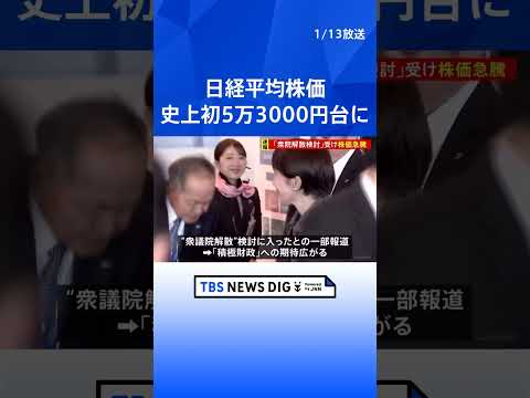 【速報】日経平均株価　一時1800円以上値上がり　初めて5万3000円の大台を突破　衆院解散報道受け｜TBS NEWS DIG #shorts