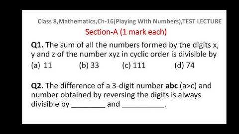 Class  8, Day-48, Mathematics, Ch - 16 (Playing With Numbers) TEST LECTURE