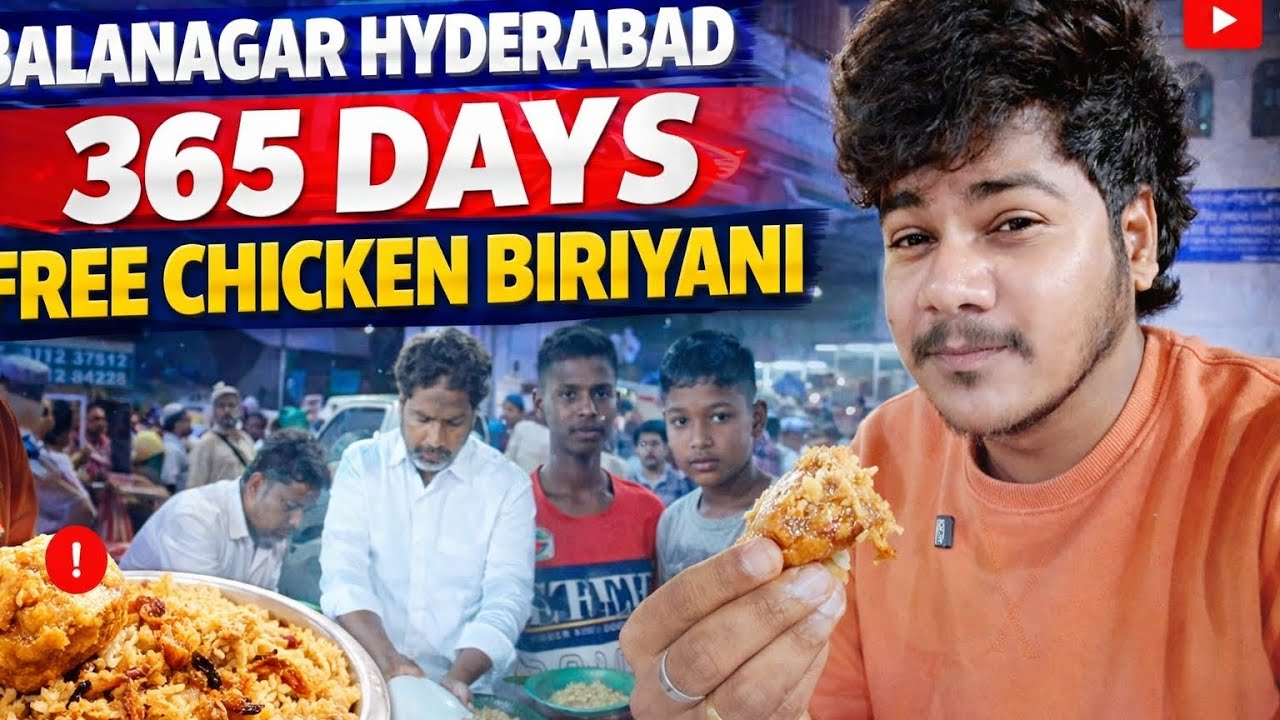 365 days Free Food | Free Chicken Biriyani in Balanagar Hyderabad✨💫🕊️ #poor #help #viralvideo #india