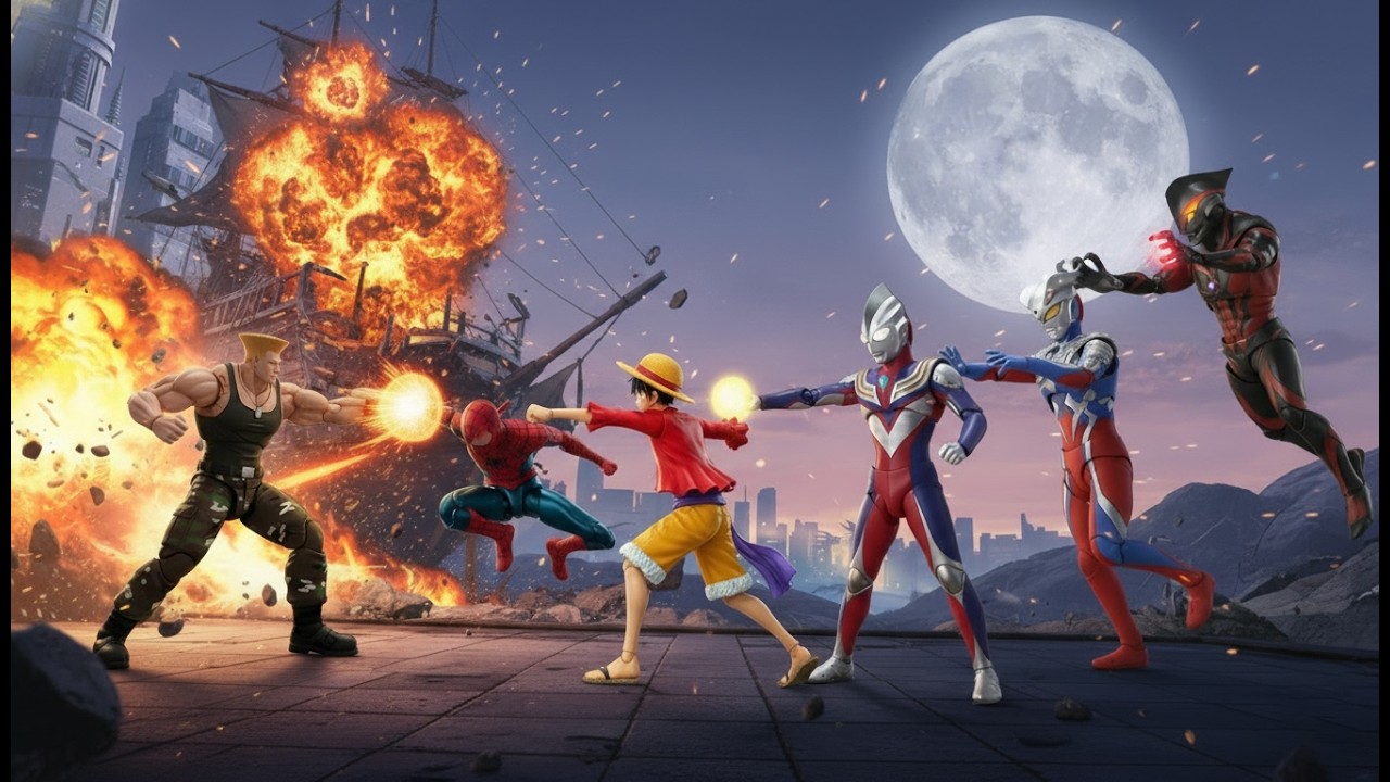 奧特曼 vs 航海王 vs 街頭霸王🔥誰才是真正最強？全能對決大亂鬥！