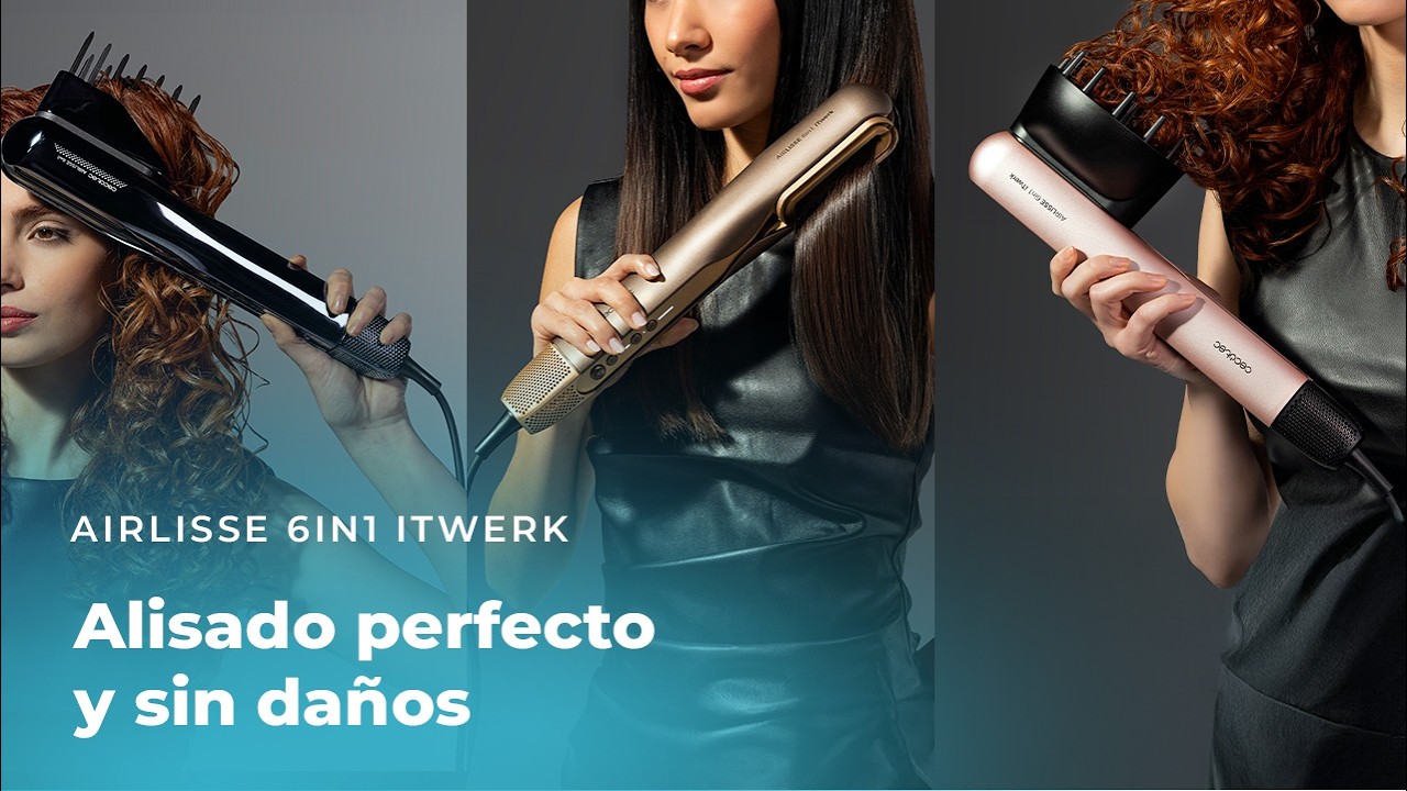 Prancha de ar AirLisse 6in1 iTwerk Platinum com Tecnologia de infravermelhos, Placas vibratórias e Plasma