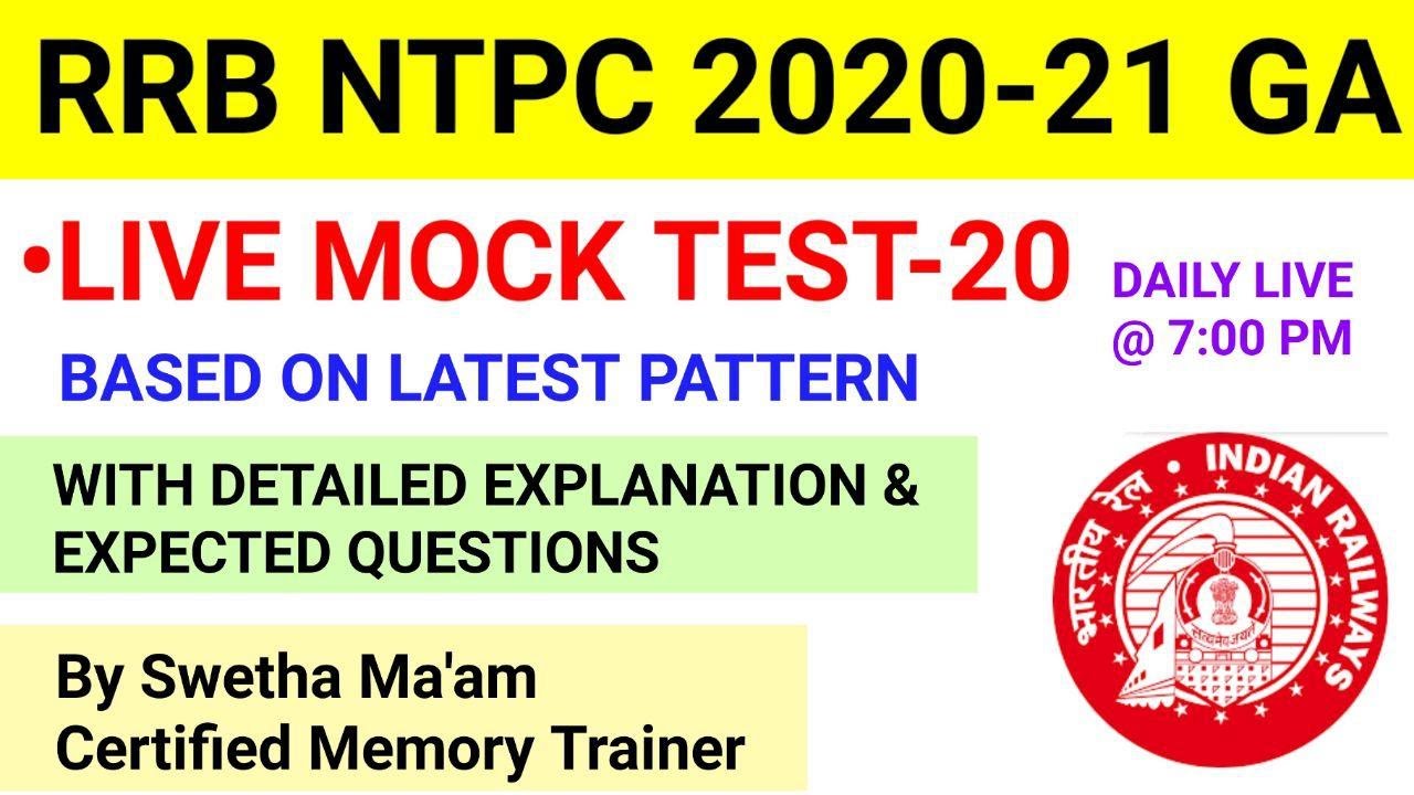 RRB NTPC General Awareness 2020/MOCK 