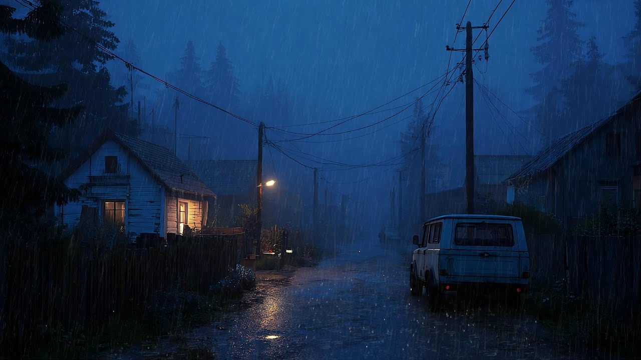 Soft Rain at Night | Peaceful Sleep Ambience on a Quiet Country Road