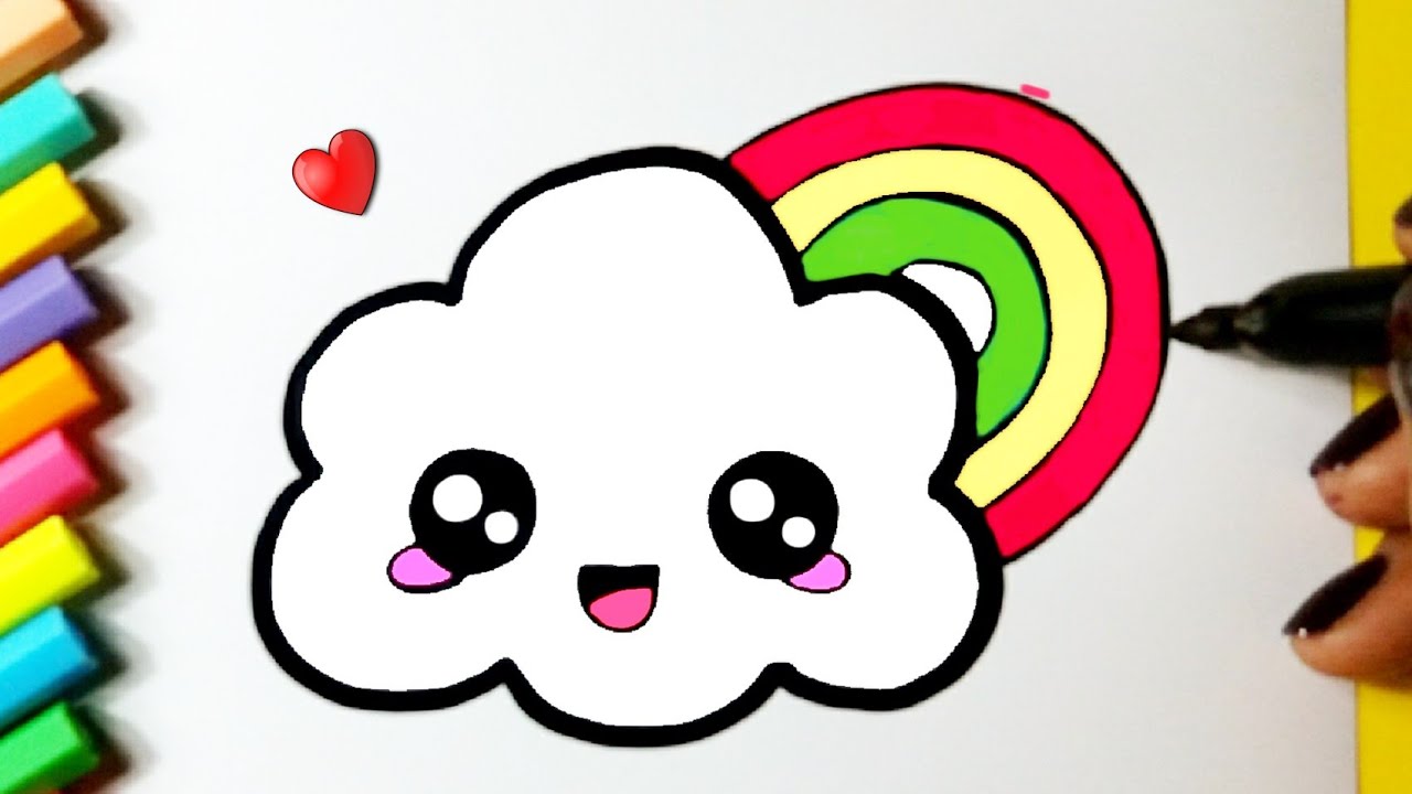 How to draw kawaii cute Cloud l Como desenhar Nuvem fofa Kawaii - Drawing  to Draw 