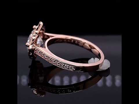 Round Brilliant Moissanite Engagement Ring with Floral Style Halo ring video