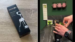 Beneno Wine Opener, Zinc Alloy Premium Wing Corkscrew Wine Bottle Opener Unboxing and instructions