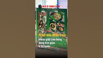 In menu nhà hàng Thái Lan, menu giấy cán bóng, đóng kim giữa - In Kỹ Thuật Số Since 2006
