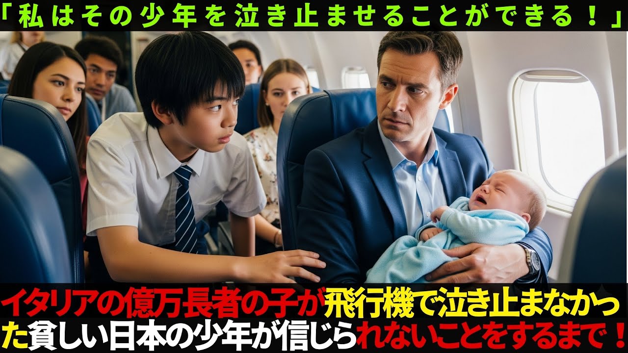イタリアの億万長者の子が飛行機で泣き止まなかった   貧しい日本の少年が信じられないことをするまで！