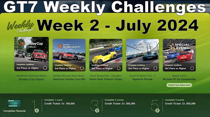 GT7: Weekly Challenges Week 2 July 2024 +Tunes/Car Setup. 1.4m credits in 1hr! Gran Turismo 7 on PS5
