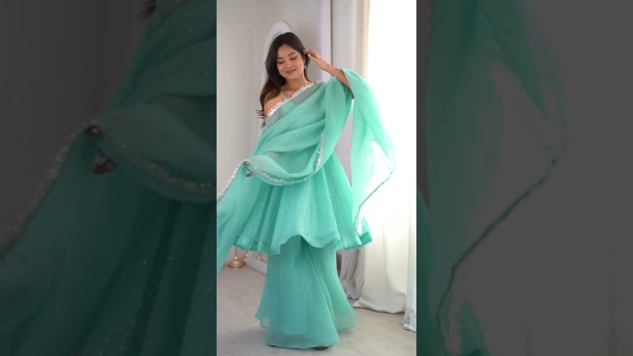 Sky Blue Jharkhand Work Suit – Sharara, Sleeveless