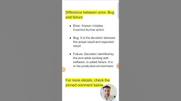 Difference between Error, Bug and Failure | 1 min - Software Testing Shorts #111
