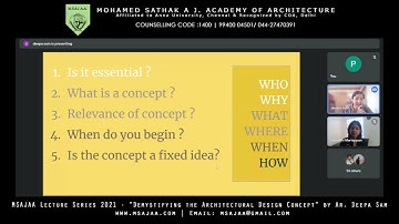 MSAJAA Lecture Series 2021 - "Demystifying the Architectural Design Concept" By Ar. Deepa Sam