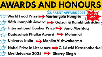 Awards & Honours 2025 | Most Important Current Affairs | One-Stop GK Revision | SSC | RRB | Banking