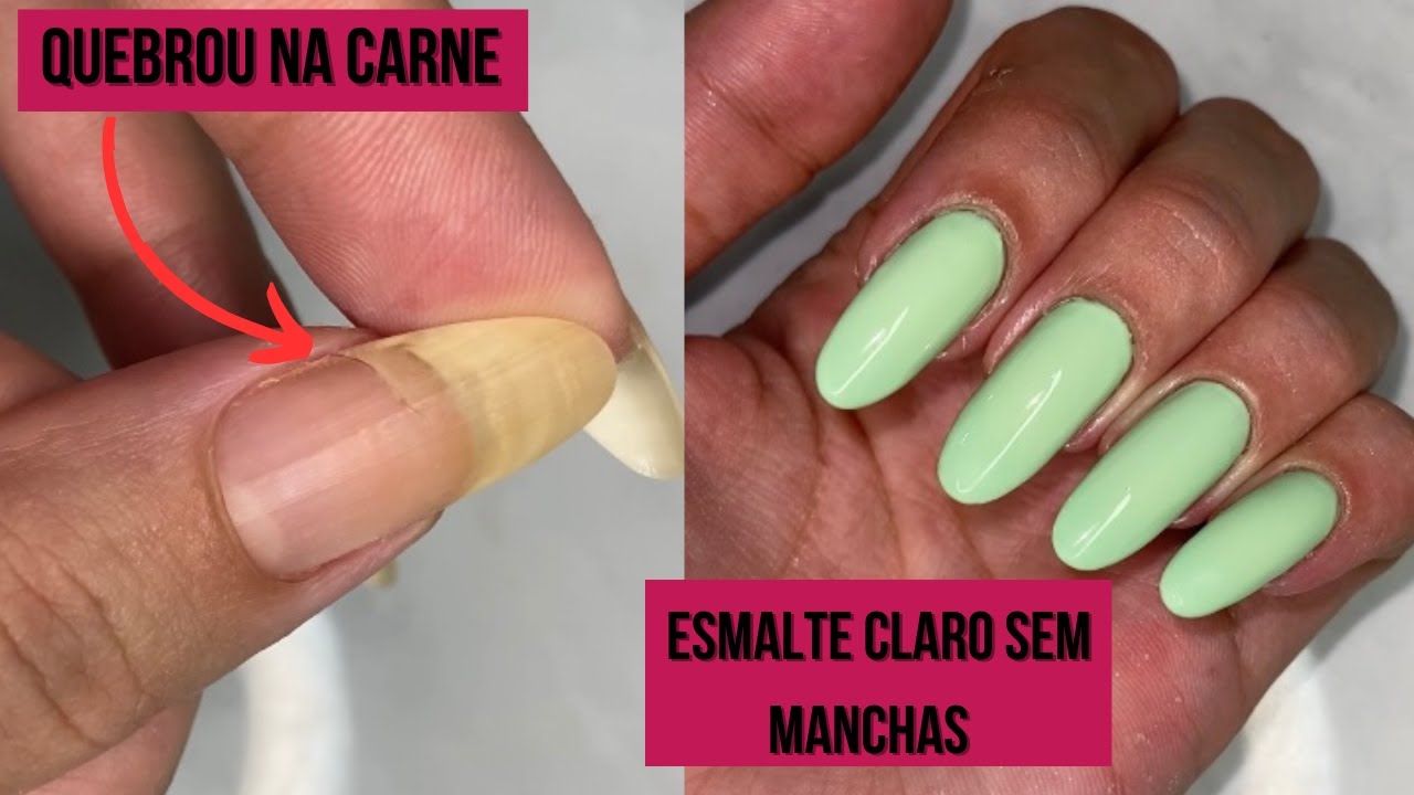QUEBREI A UNHA NA CARNE + COMO PASSAR ESMALTE CLARO SEM MANCHAR - YouTube