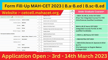Full Process of Form Fill-Up MAH-CET 2023 | B.A-B.ed | B.Sc-B.ed Integrated
