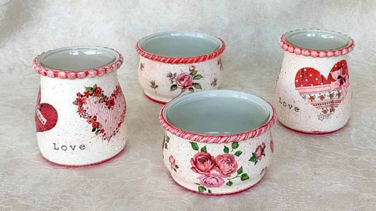 Reutiliza tarros de yogur ♻ | Decoupage para principiantes