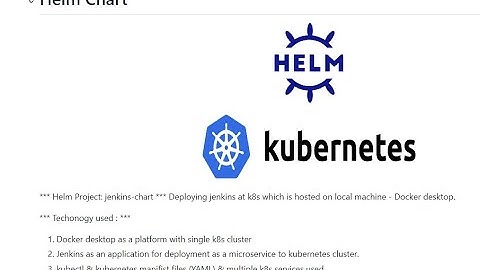 Helm Project: jenkins-chart  Deploying Jenkins at k8s(Docker desktop) P2 Helm chart - jenkins deploy
