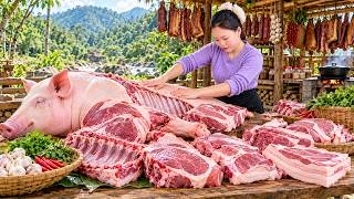 What Happens to a 123KG Wild Boar Single Girl Processes It Deep in the Forest for Market Day