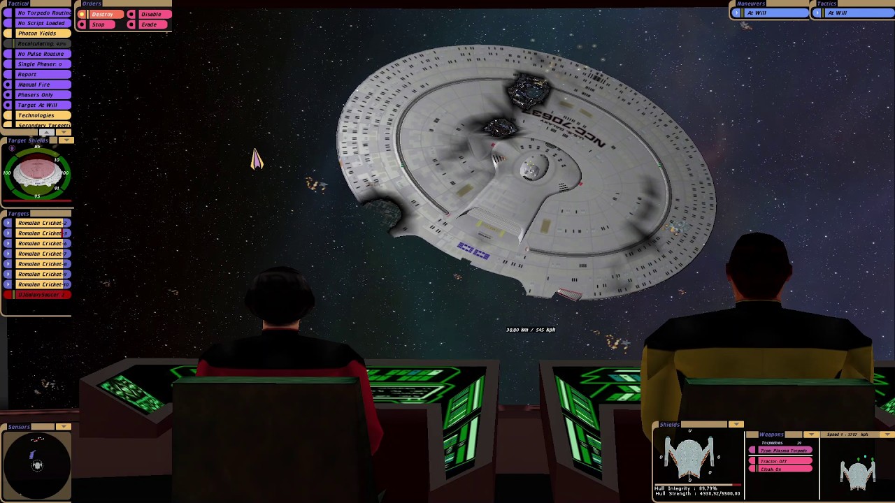 Romulan Cricket Armada vs USS Galaxy | KM | Star Trek Bridge Commander