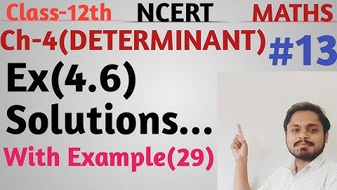 Class-12th (NCERT) MATHS, Ch-4 (DETERMINANTS), Ex(4.6) Solutions with example-29, Part-13...