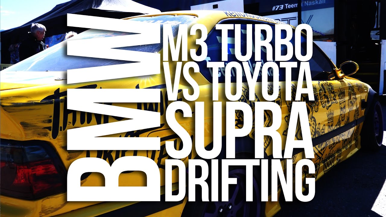 BMW e36 M3 Turbo vs Toyota Supra drifting