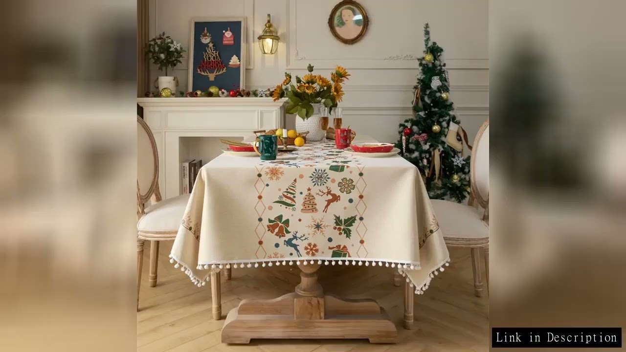 New Christmas Decoration Woven Jacquard White Ball Tablecloth Dust-Proof Table Cover,For Dinning Tea