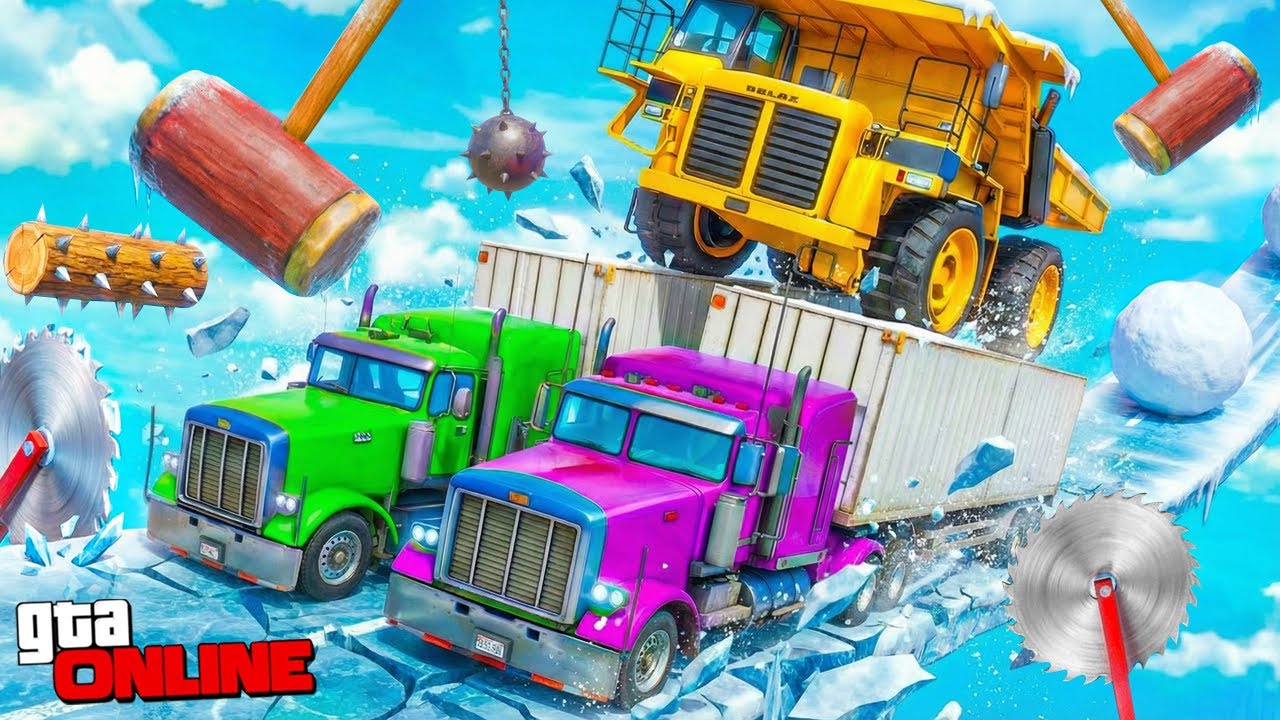 ПРОХОДИЛИ ЭТО 135 МИНУТ! ТРОЙНОЙ ПАРНЫЙ СКИЛЛ ТЕСТ НА ГРУЗОВИКАХ! ХАРДКОРНЫЙ ПАРКУР В GTA 5 ONLINE