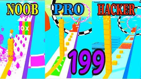 NOOB vs PRO vs HACKER in Cube Surfer ❤️ All Levels Gameplay, NEW Games iOS, Android