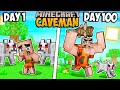 I Survived 100 Days as a CAVEMAN in Minecraft
