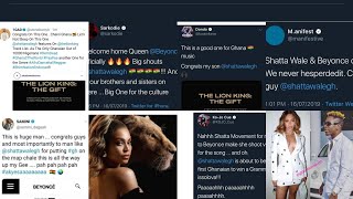 Ghanaian Celebrities reactions \& comments Beyonce ft Shatta Wale on ‘The Lion King: The Gift’ Album