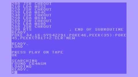 Demo of the C64 asm BASIC program, for the Commodore 64 computer, I wrote 32 years ago!