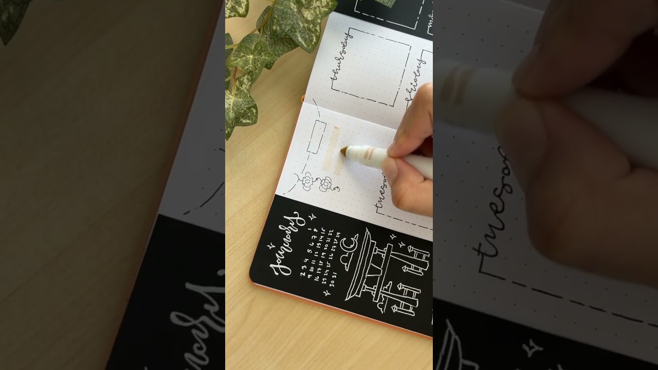 january bullet journal weekly spread 2023 with black paper 🌚✨ beginner bujo inspiration