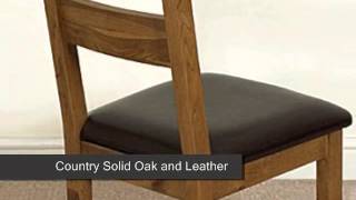 Country solid oak and leather dining chair