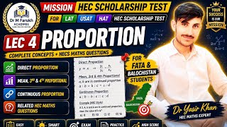 PROPORTION | Direct Proportion, Mean, 3rd & 4th Continous Proportion| Mission HEC Scholarship Test