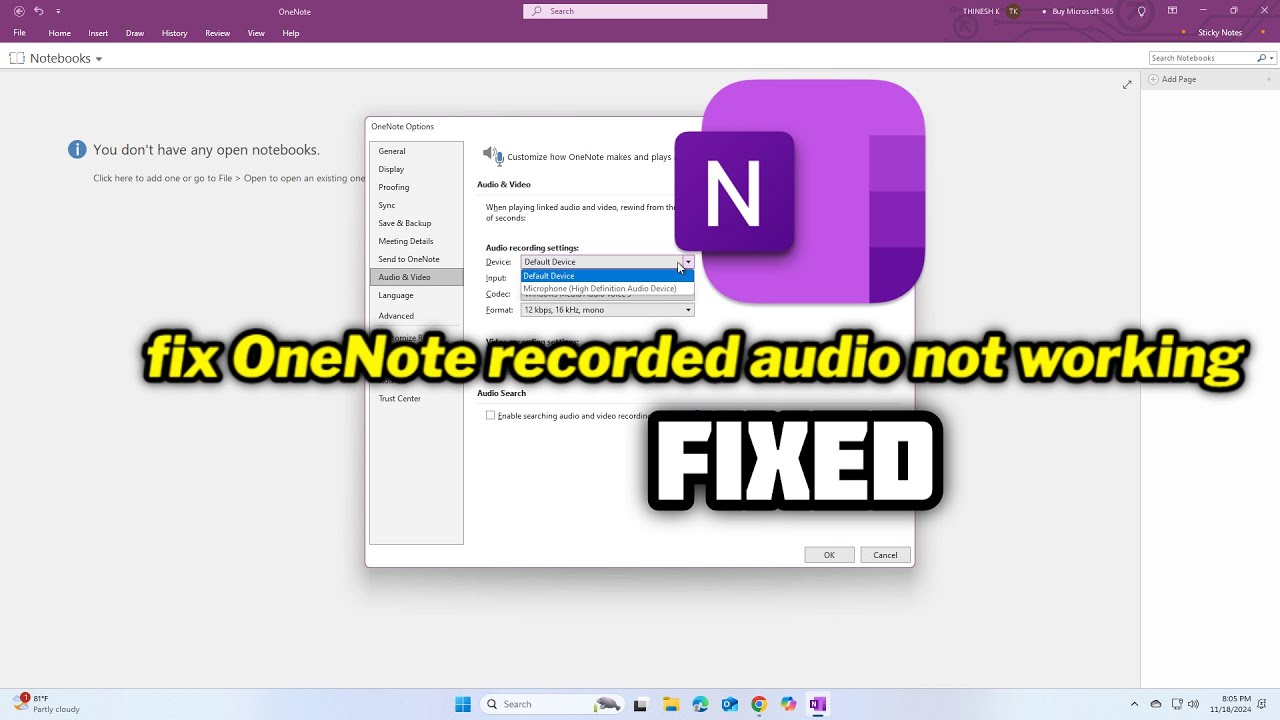 (FIXED) OneNote recorded audio not working in windows 10/11 - YouTube