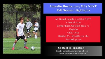 Almedin Hoxha 2025 AC GR U19 MLS NEXT Fall Season Highlights-Recruiting Video - 2026 Outside Back/CB