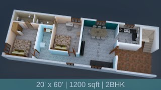 20X60 House Plan 2Bhk 1200 Sqft Home