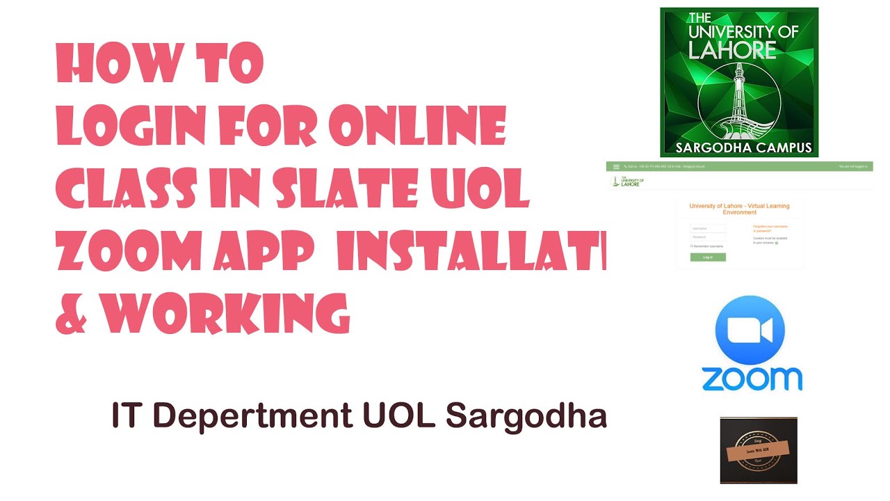 How to login for online class in slate UOL