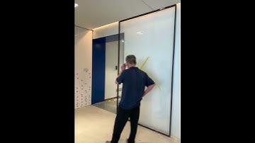 New installed automatic sliding door project, linear magnetic drive sliding door mechanism.