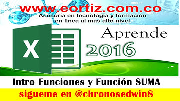 Nivel básico - Video 7-Función SUMA en Excel 2016