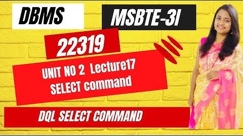 DMS-SELECT COMMAND| Unit No -2 | Lecture No:17| SQL DQL Command| DML| Hindi#sql  #shorts