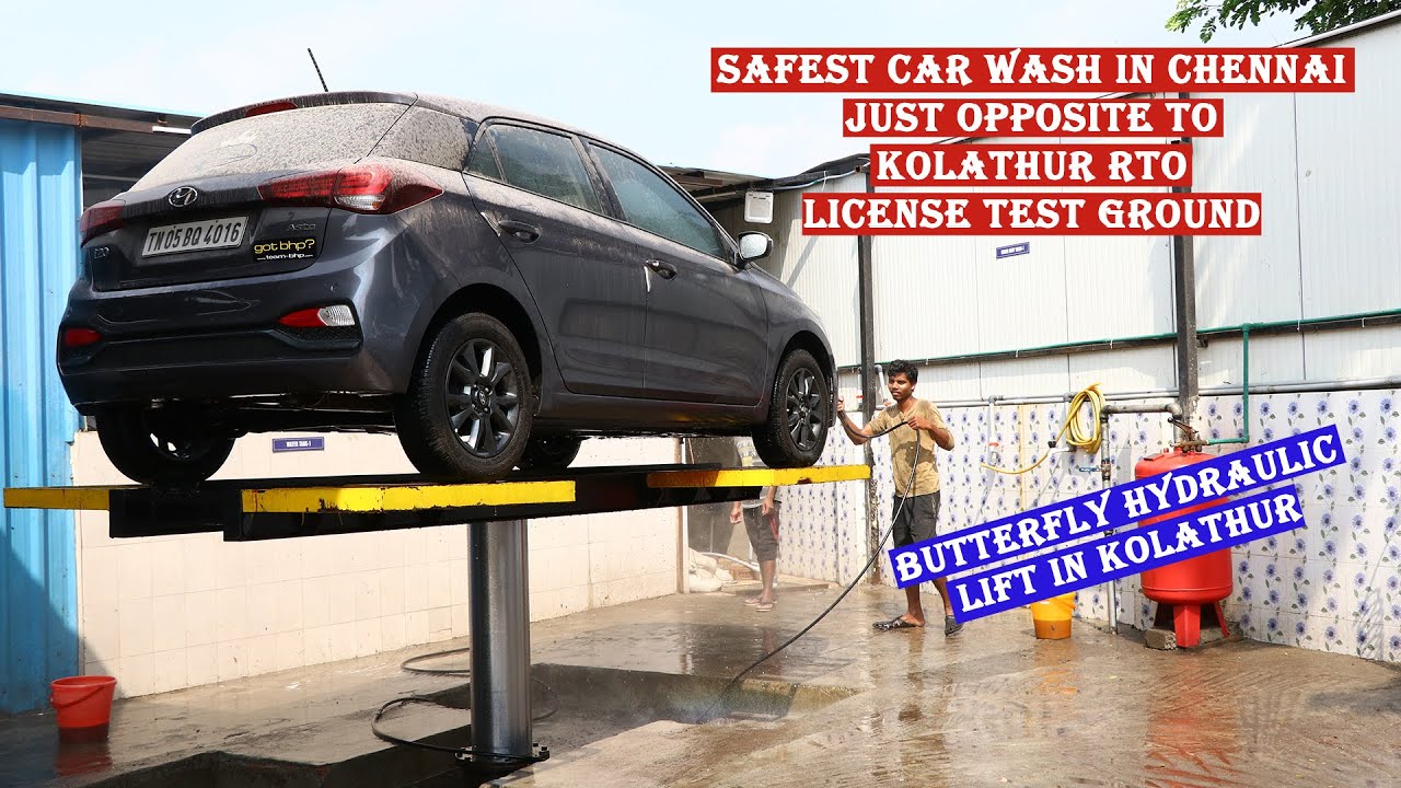 Cheap and Best Car wash in Chennai Kolathur Butterfly Hydraulic lift