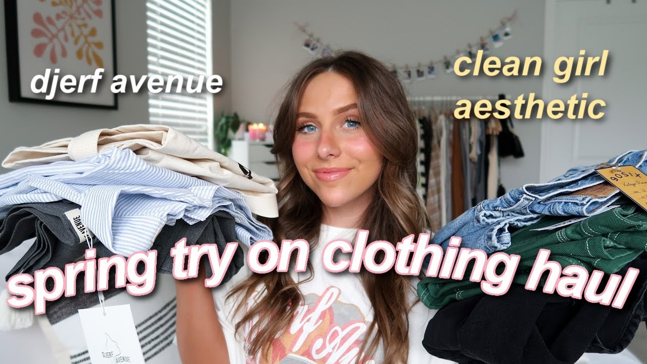 SPRING TRY ON CLOTHING HAUL 2022 | djerf avenue, garage, vintage, + more! *trendy*