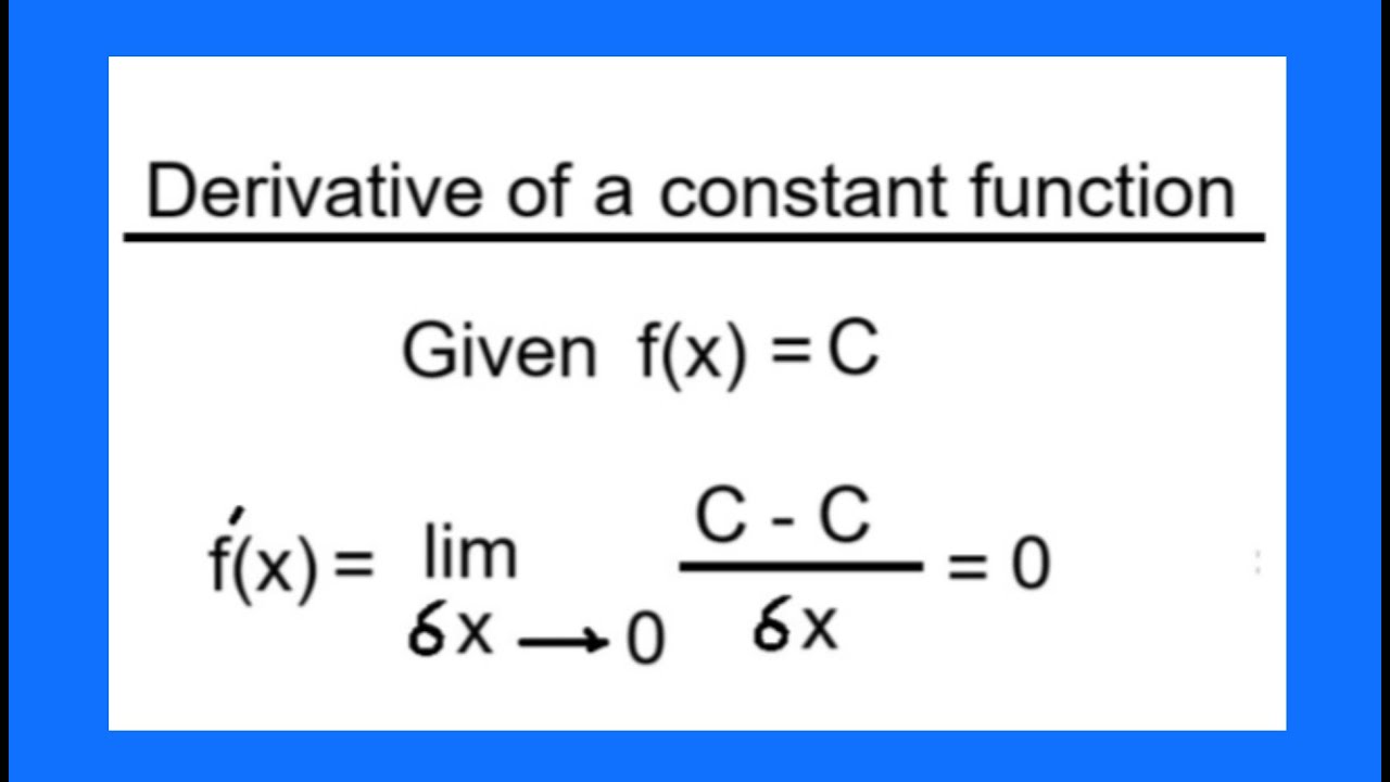 Derivative of a constant function - YouTube