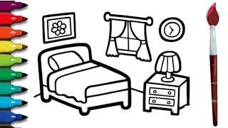 Unicorn Bedroom Drawing Colouring Painting For Toddlers Ll Easy Kids Drawing Step By Step