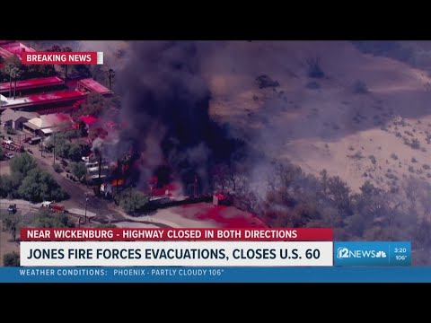 Evacuations, road closures: Jones Fire burning in Wickenburg, Arizona