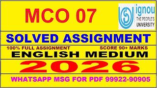 Famous MCO 07 solved assignment 2026 in English || mco 07 solved assignment 2026 || ignou mco07 2026 Net Worth