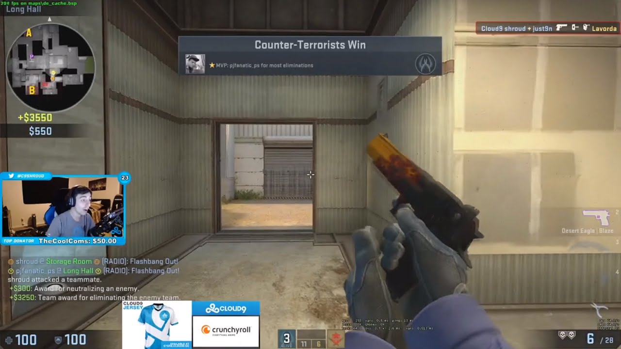 CS:GO - SHROUD INSANE DEAGLE WALLBANG 1TAP - YouTube