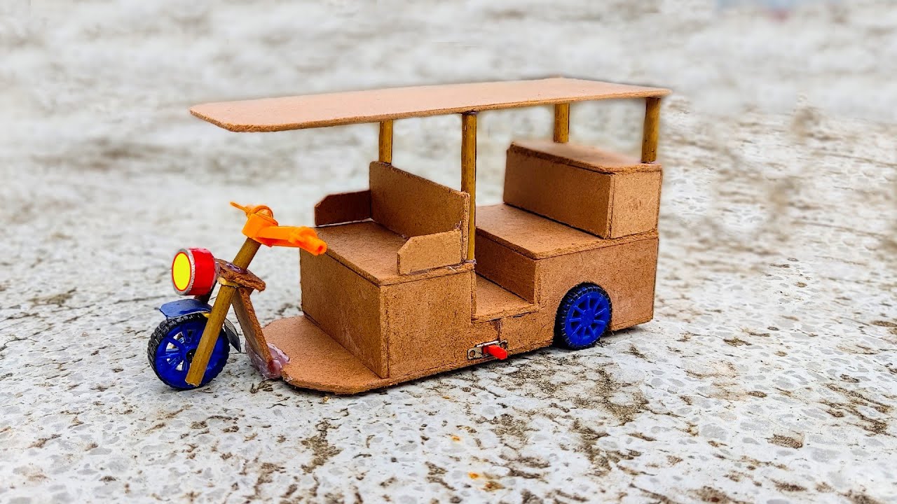 How To Make Toy Tuk Tuk Auto Rickshaw At Home - Diy Cardboard Auto ...