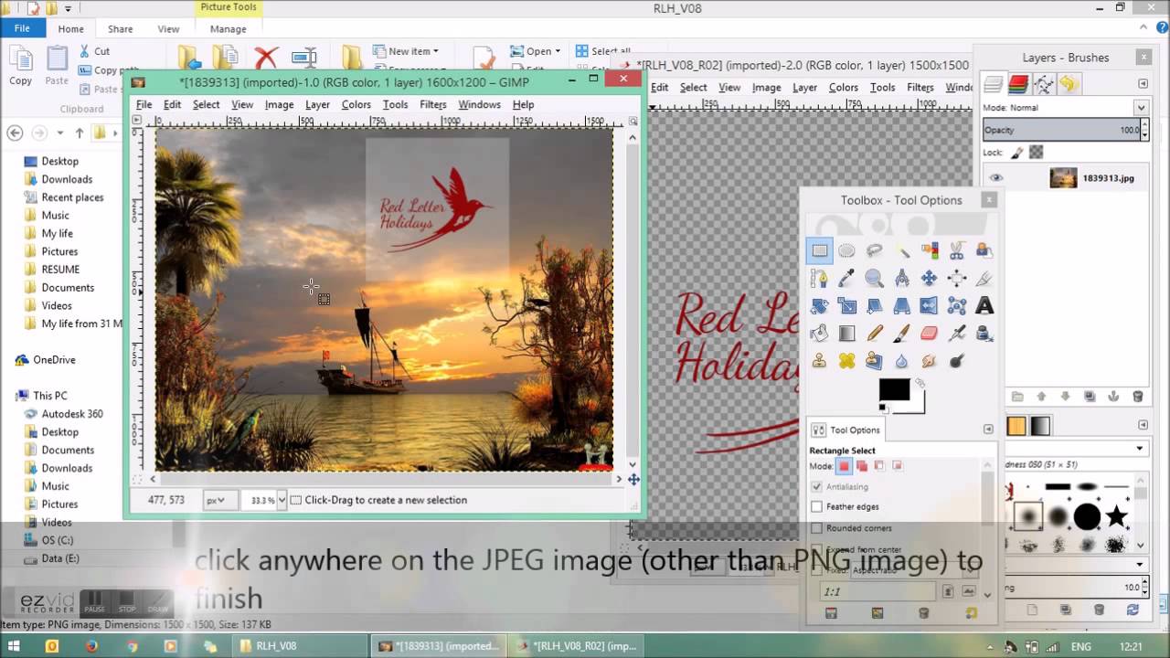 GIMP Tutorial How to Paste a PNG image on a JPEG image YouTube